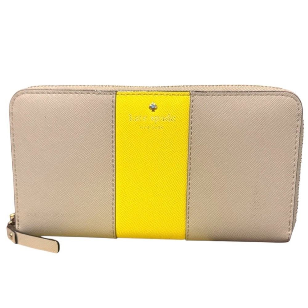 Kate Spade Gray and Yellow Zip Wallet wristlet polka dot wristlet designer